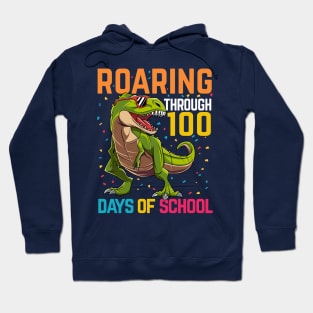 Dinosaur T Rex Happy 100 Days Of School Students Teacher Hoodie